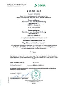 DEKRA Zertifikat - Richtlinie 201468EU - G&uuml;litgkeit 2020-10-04 Deutsch
